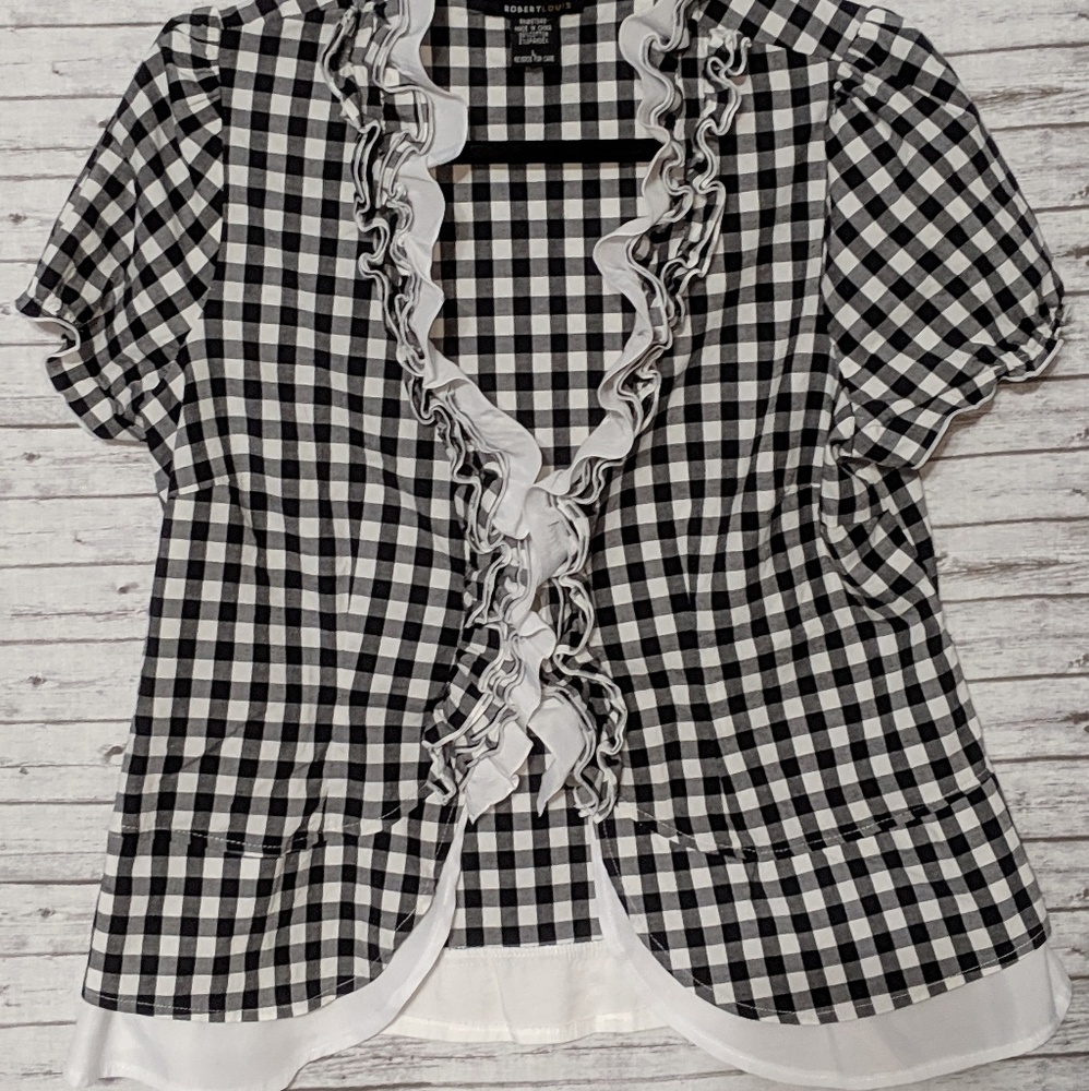 🦋 Robert Louis women's SZ:L light ruffle jacket